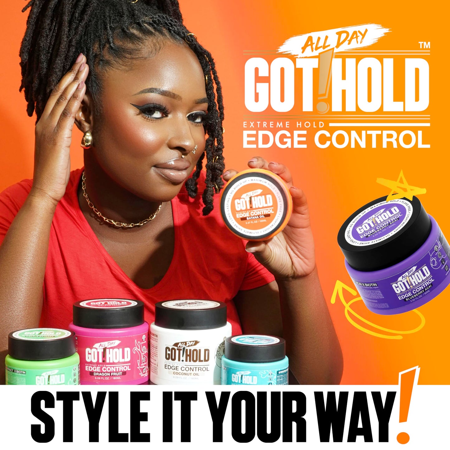ALL DAY GOT HOLD Extreme hold Coconut oil Edge Control 3.37 fl.oz/100ml Beauty & Personal Care ALL DAY GOT HOLD