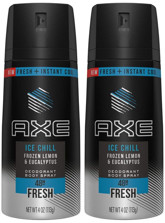 Axe Deodorant Body Spray - Ice Chill - Frozen Lemon & Eucalyptus - Net Wt. 4 OZ (113 g) Per Can - Pack of 2 Cans Beauty and Personal Care Axe