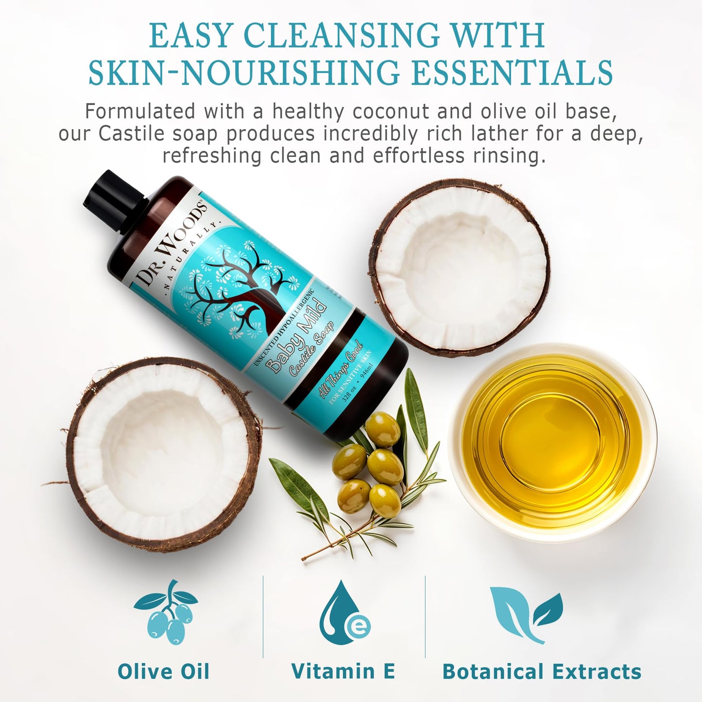 Dr. Woods Unscented Baby Mild Liquid Castile Soap - Natural Soap for Sensitive Skin, Gentle Cleanser with Hemp Oil and Vitamin E - Paraben, Sulfate Beauty & Personal Care Dr. Woods