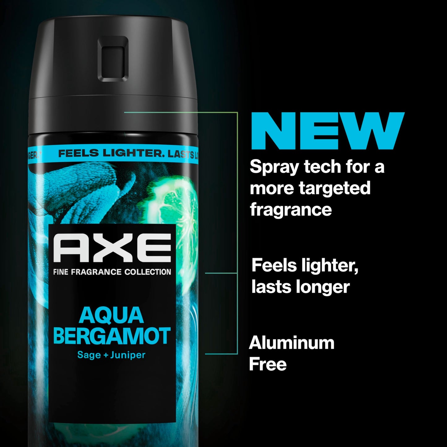 AXE Fine Fragrance Collection Body Spray Aqua Bergamot 72 Hour Freshness Aluminum Free 2.9 oz Beauty and Personal Care AXE