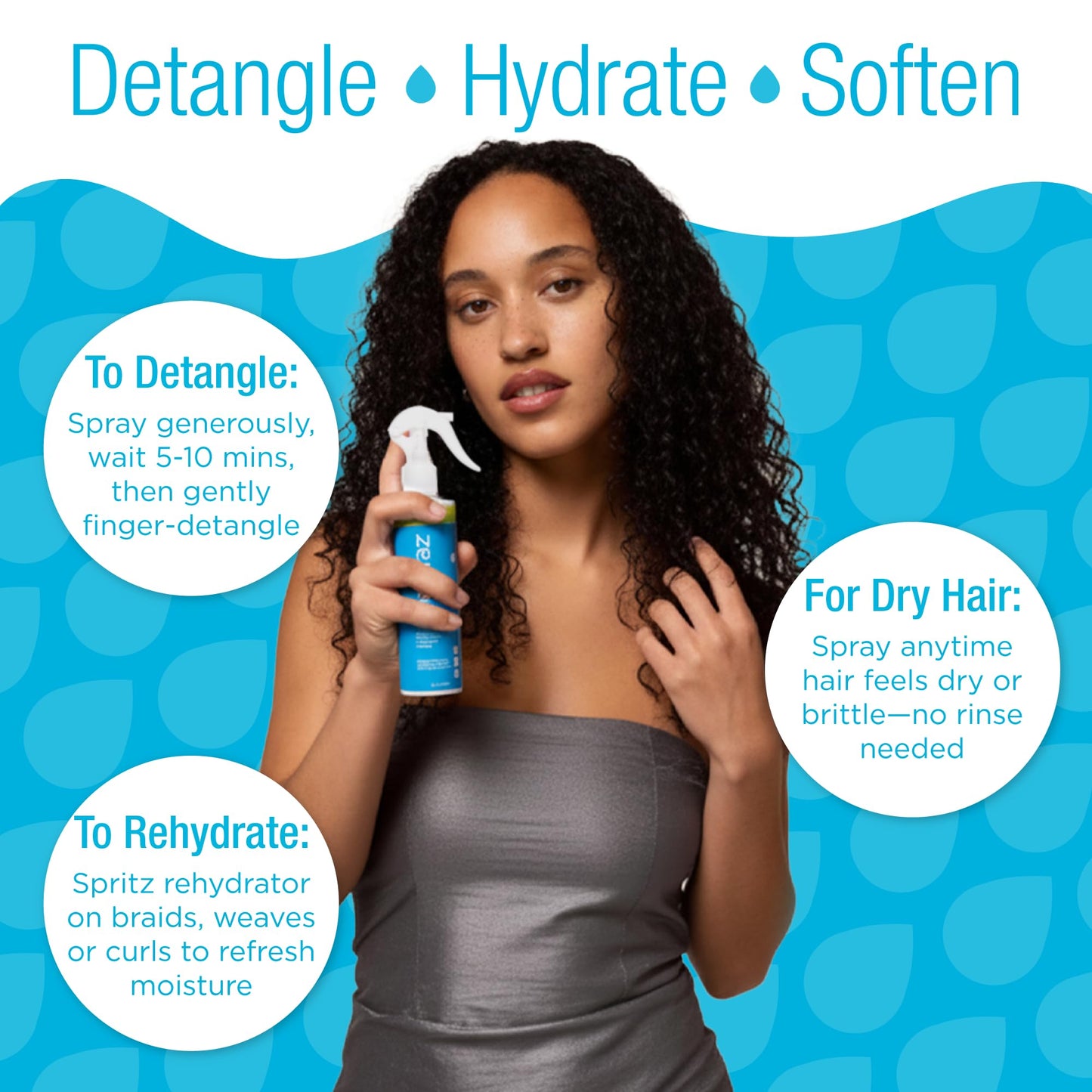 Naturaz Curly Hair Detangler Spray - Leave-In Conditioner Spray for Kids to Adults - Natural, Vegan - Softens Dry, Brittle, Damaged Curly and Coily Beauty & Personal Care Naturaz