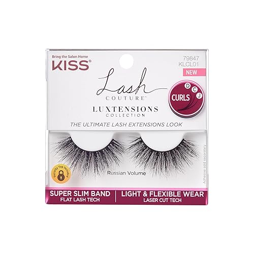 KISS Lash Couture LuXtensions Collection False Eyelashes, Flat Lash Technology, Super Slim Lash Band, Real Lash Extension Fibers, Reusable, Style Beauty & Personal Care KISS