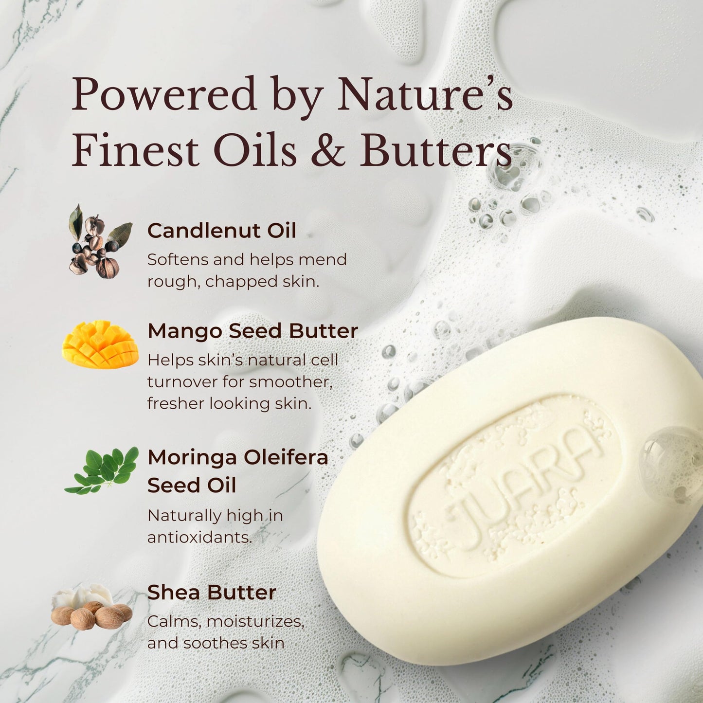 Juara Candlenut Bar Soap - Natural Moisturizing Bar Soap 4.2oz - Body Soap with Shea Butter Mango Moringa Oil - Hand Soap for All Skin Types - Paraben Beauty & Personal Care Juara
