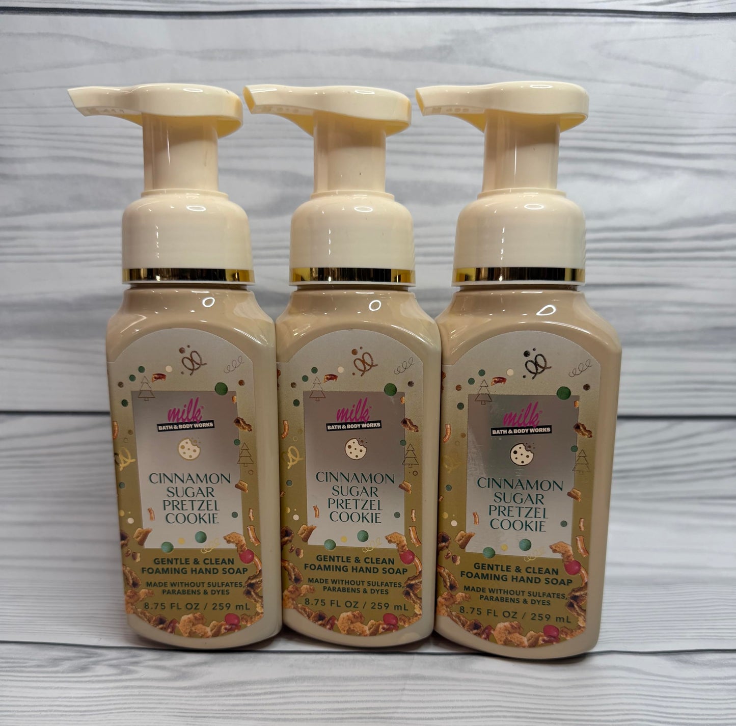 Bath and Body Works Cinnamon Sugar Pretzel Cookie Gentle Foaming Hand Soap Pack of 3 Beauty & Personal Care Bath & Body Works