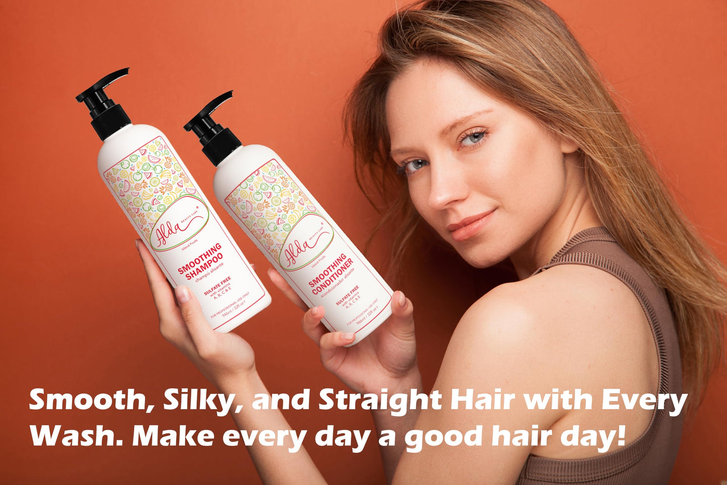 Alda Beauty Care Smoothing Shampoo and Conditioner Set, 32 fl oz Each, with Argan Oil Serum, Island Fruits Scent, Sulfate-Free, Nourishing Formula Beauty & Personal Care Alda Beauty Care
