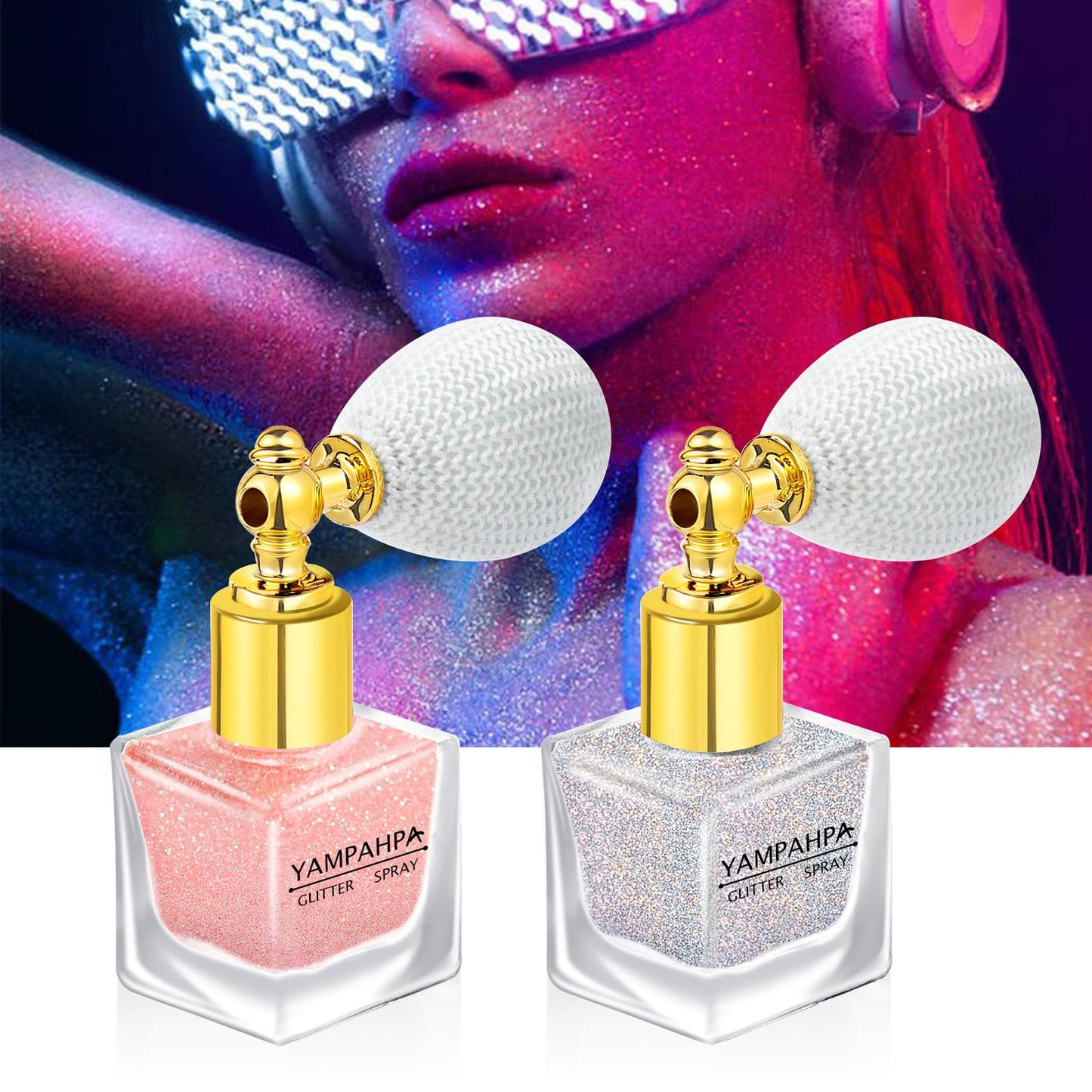 Body Glitter Spray, Pink Silver Glitter Spray for Hair and Body Beauty & Personal Care Yampahpa