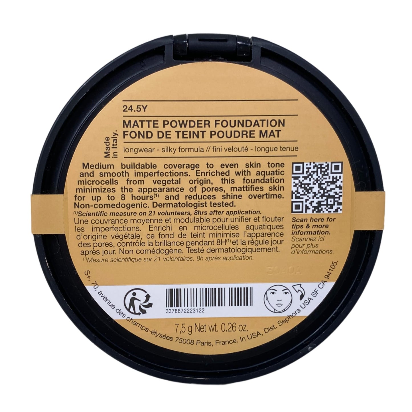 Sephora Collection Matte Powder Foundation - 24.5Y (medium, yellow undertone) 0.26 oz / 7.5 g Beauty & Personal Care SEPHORA