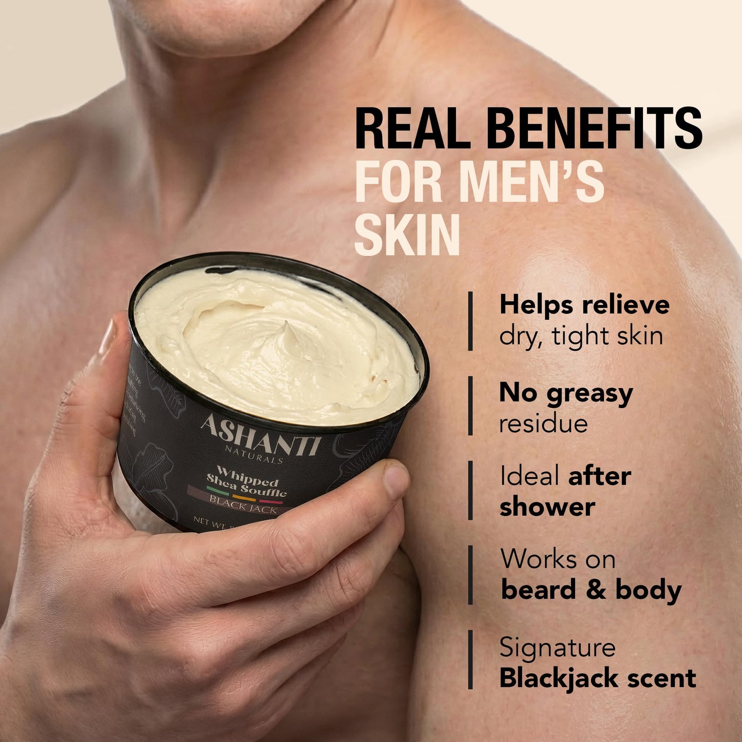 Ashanti Naturals Scented Whipped Shea Butter | African Body Butter for Men w/Coconut and Almond Oil (Blackjack Souffle, 8 oz) Beauty & Personal Care Ashanti Naturals