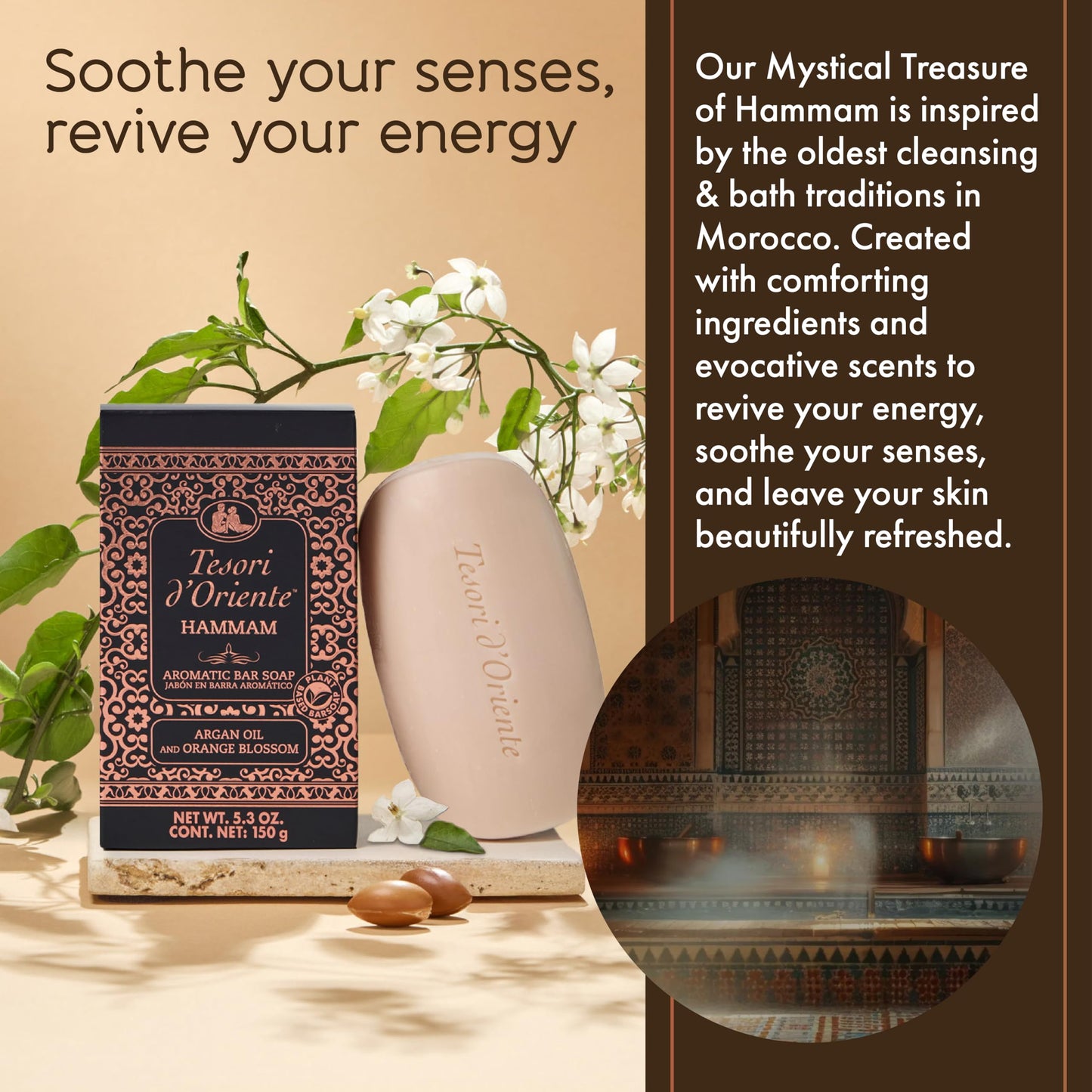 Tesori d'Oriente Hammam Bar Soap, 5 oz Beauty & Personal Care Tesori d'Oriente