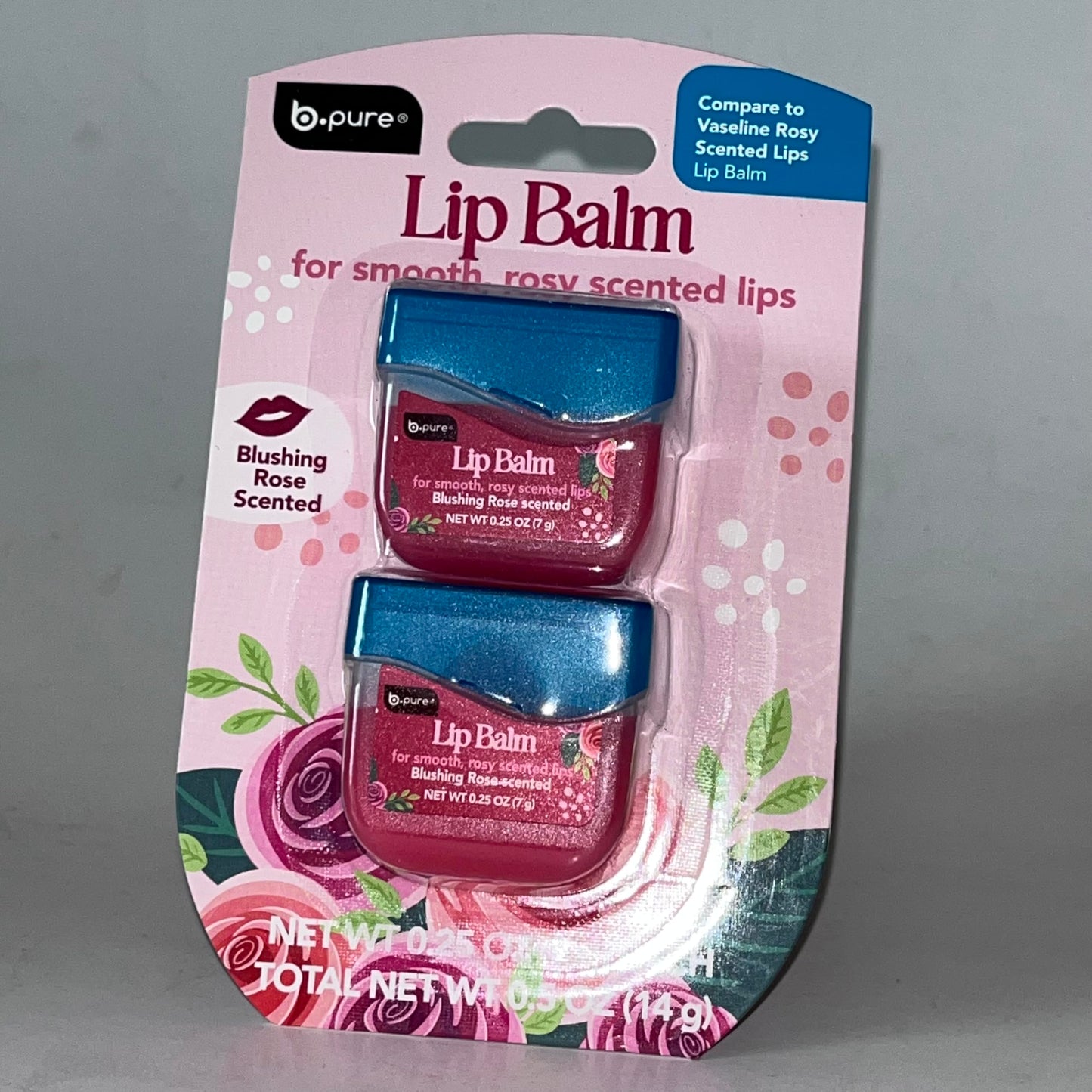 B.pure® Lip Balm, Blushing Rose Scented, Moisturizing, 0.25 oz Each, 2 Pack Beauty and Personal Care b.pure