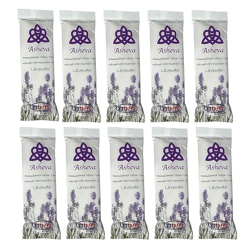 Asheva 8" x 9" Individually Wrapped Oshibori Disposable Towels - Luxurious Moist Cotton Hot/Cold Refreshment Towel - Lavender, Lemon, or Tea Tree Beauty & Personal Care GBM