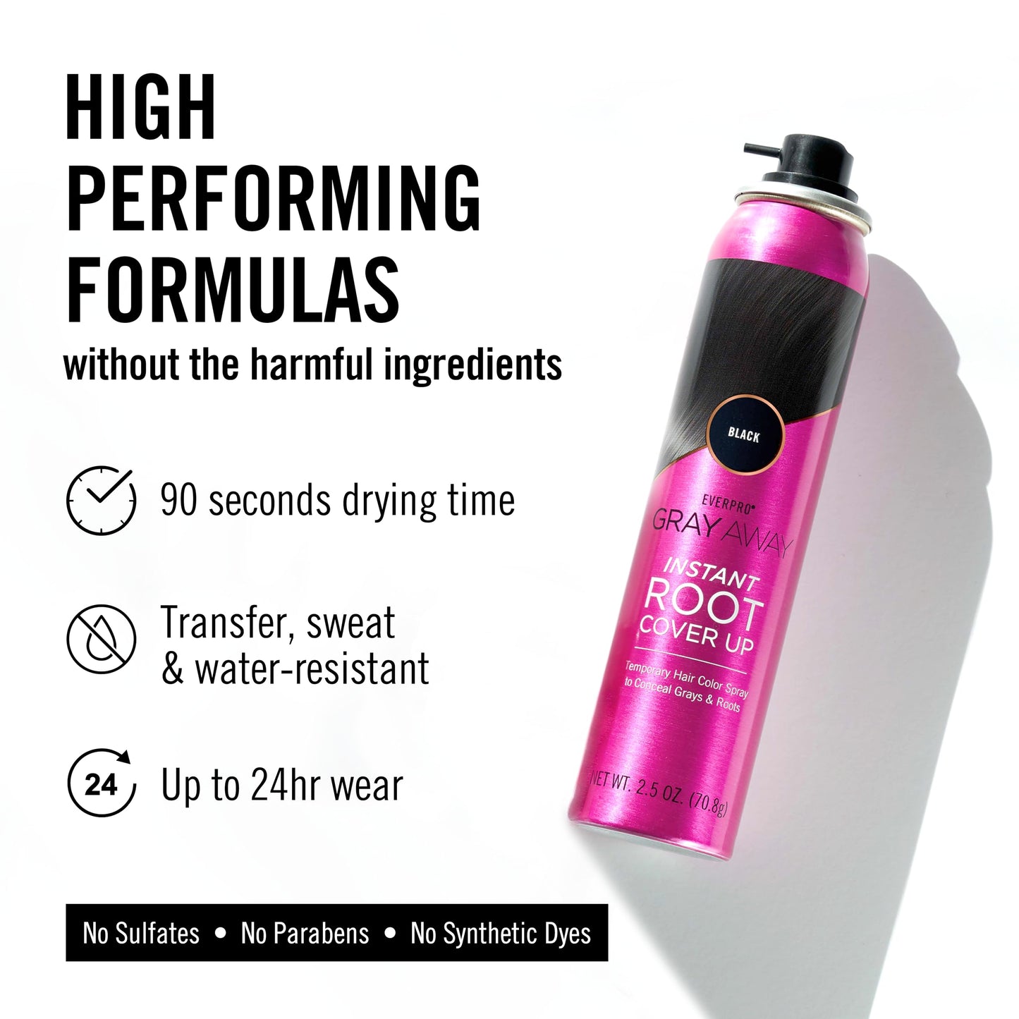 EVERPRO Gray Away Instant Root Cover Up Spray 2.5oz - Black Beauty & Personal Care EVERPRO