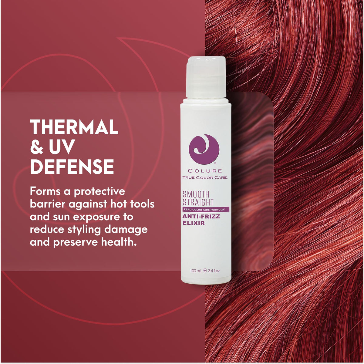COLURE Smooth Straight Elixir 3.4 oz - Ultra Smoothing Anti Frizz Styling Cream with Heat Protection and Humidity Control