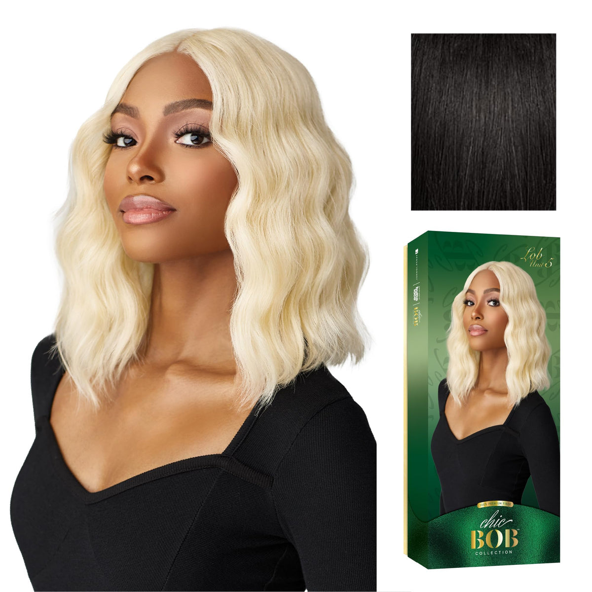 Sensationnel Chicbob Lace Frontwig-Lob Unit 5, 1B OFFBLACK