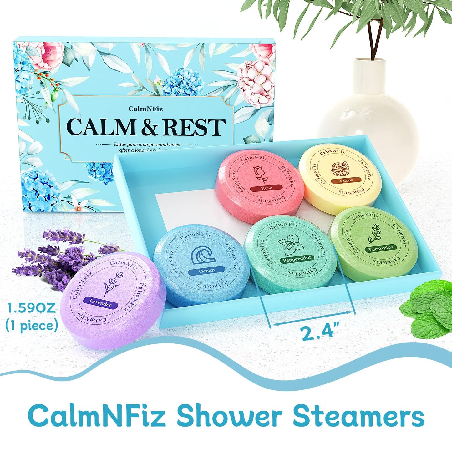 CalmNFiz 6 Pack Shower Steamers Aromatherapy, Birthday Gifts for Women Men, Mother’s Day Gifts for Wife Mom Grandma Daughter Teen, Relaxation Self Beauty and Personal Care CalmNFiz