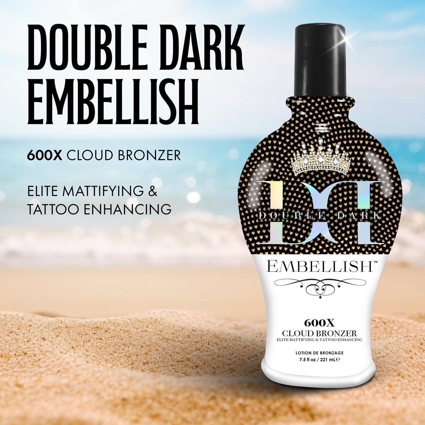 Brown Sugar Embellish Cloud Bronzer Tanning Lotion, 600X Double Dark Cloud Bronzer with Mattifying Complex, Copper Peptide & Hyaluronic Acid, 7.5 Fl Beauty & Personal Care Brown Sugar