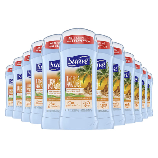 Suave Tropical Paradise Invisible Solid Anti-Perspirant Deodorant 2.6 oz (Pack of 12) Beauty and Personal Care Suave