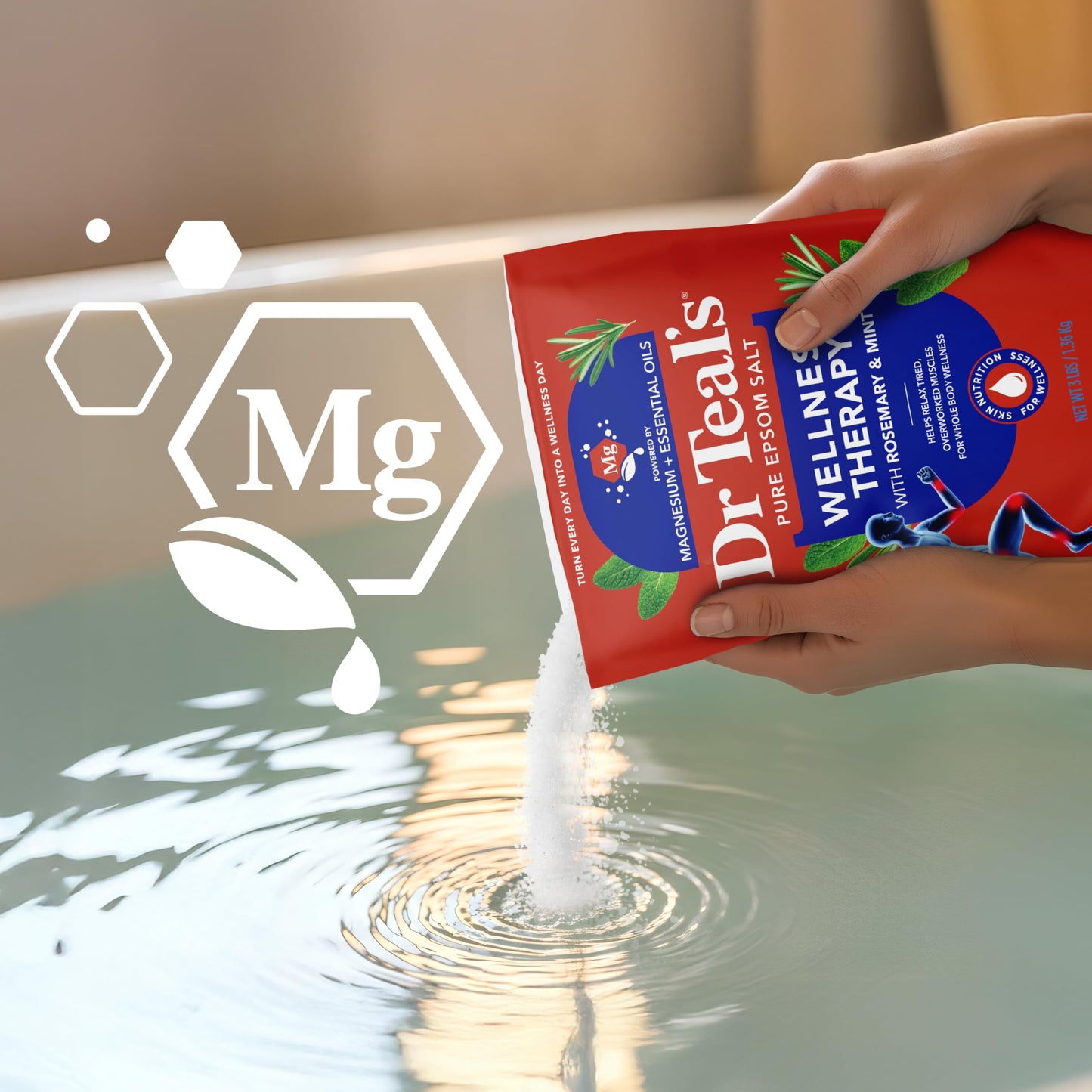 Dr Teal's Pure Epsom Salt Soaking Solution Rosemary and Mint 3 lbs(Pack of 3) Beauty and Personal Care Dr Teal's