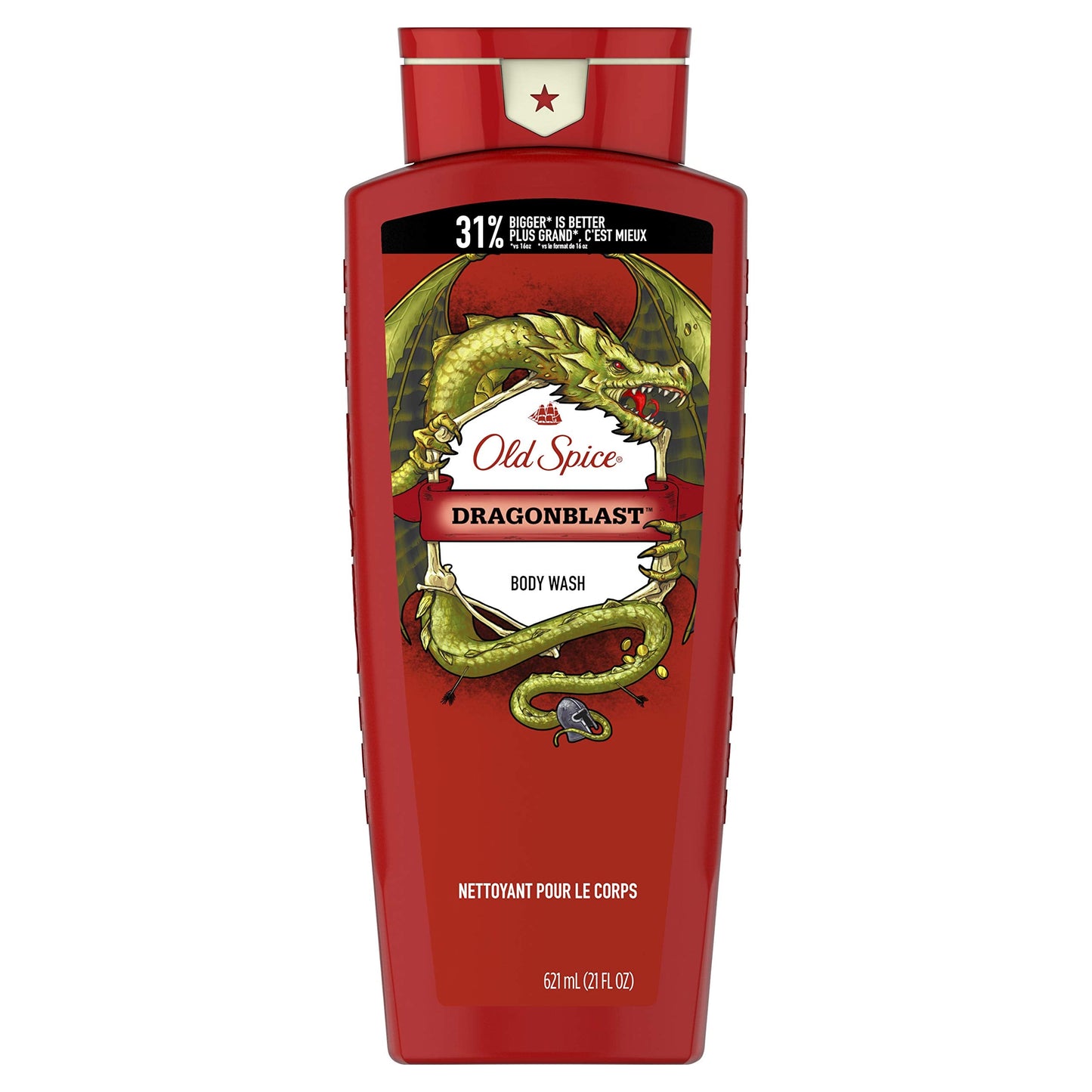 Old Spice Body Wash for Men, Wild Collection Dragonblast Scent, 21 Fl Oz, Red (Pack Of 4) Beauty & Personal Care Old Spice