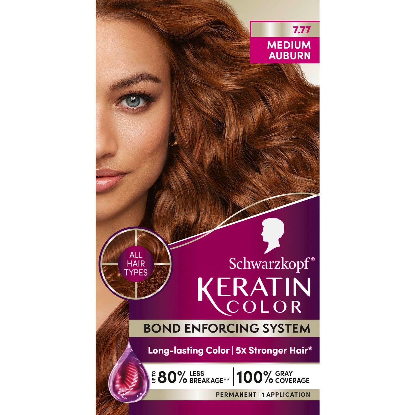 Schwarzkopf Keratin Color Permanent Hair Color, 7.7 Medium Auburn - Professional Quality Permanent Hair Dye, Up to 100% Gray Coverage - 1 Application Beauty & Personal Care Schwarzkopf