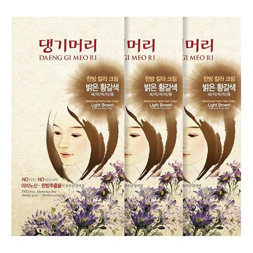 Daeng Gi Meo Ri - Korean Herbal Hair Dye Color Cream [Light Brown] (3 PACK) - PPD-Free Gray Coverage, Hair Protection, High-Keratin Formula, 5 Oz Beauty & Personal Care Daeng Gi Meo Ri