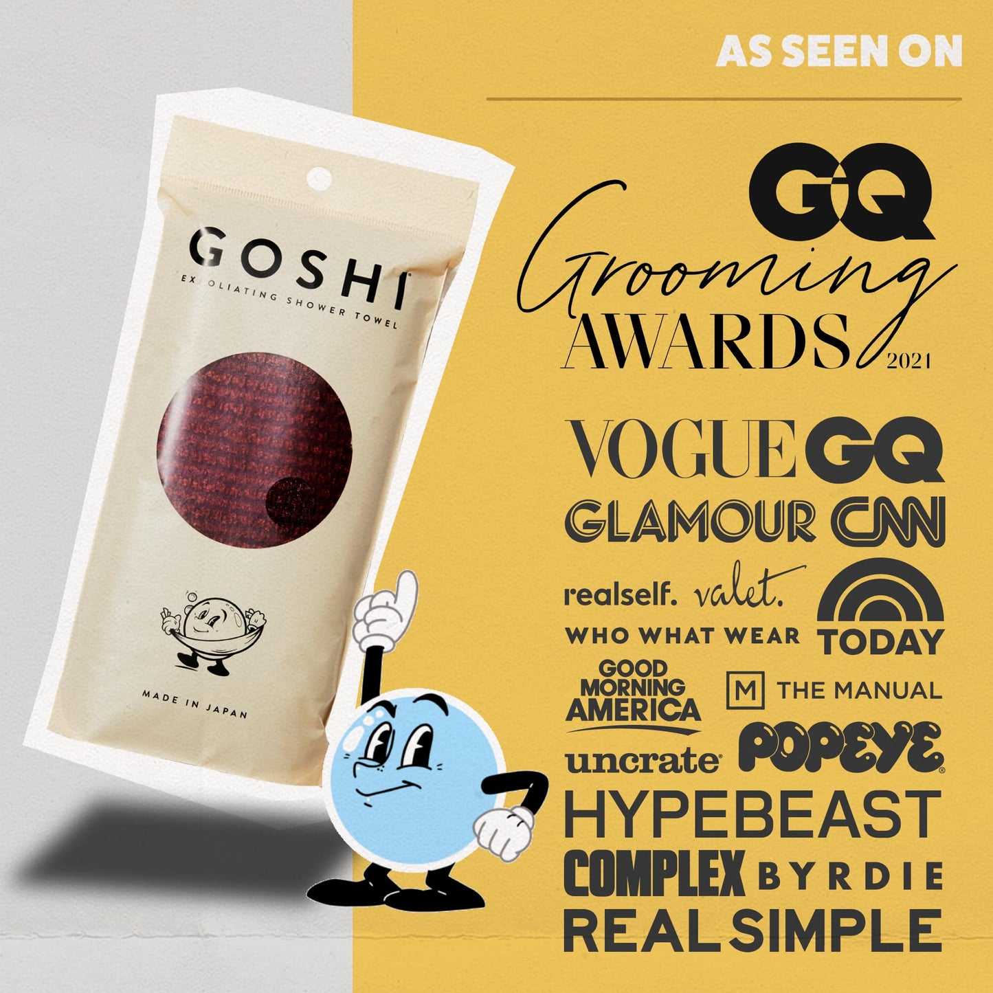 GOSHI Exfoliating Shower Towel - Rip-Resistant Exfoliating Washcloth for All Skin Types - Brick Red - Made in Japan Beauty & Personal Care GOSHI