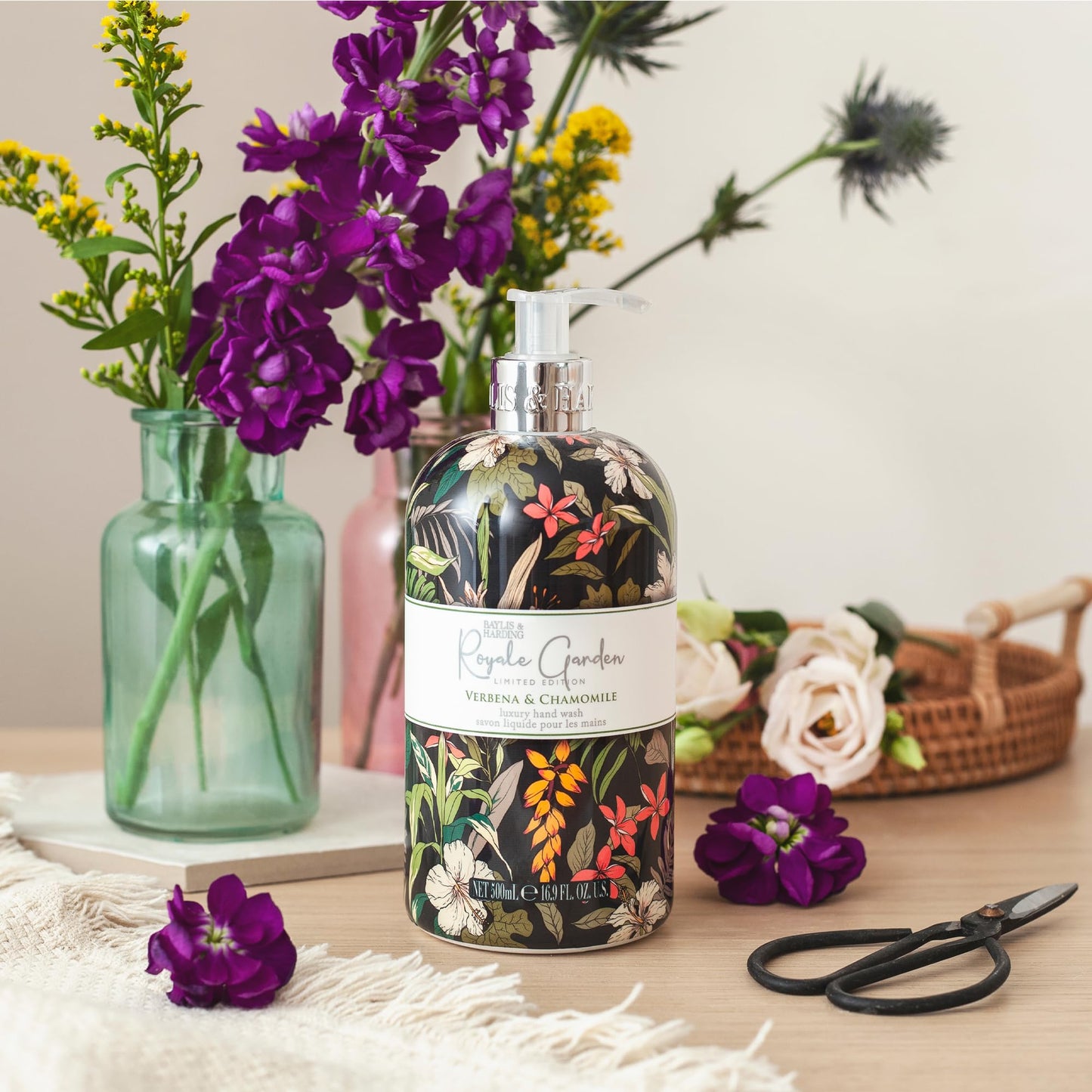 Baylis & Harding Liquid Hand Soap Wash with Dispenser, Royale Garden, Verbena & Chamomile, 16.9oz/500ml Beauty & Personal Care Baylis & Harding