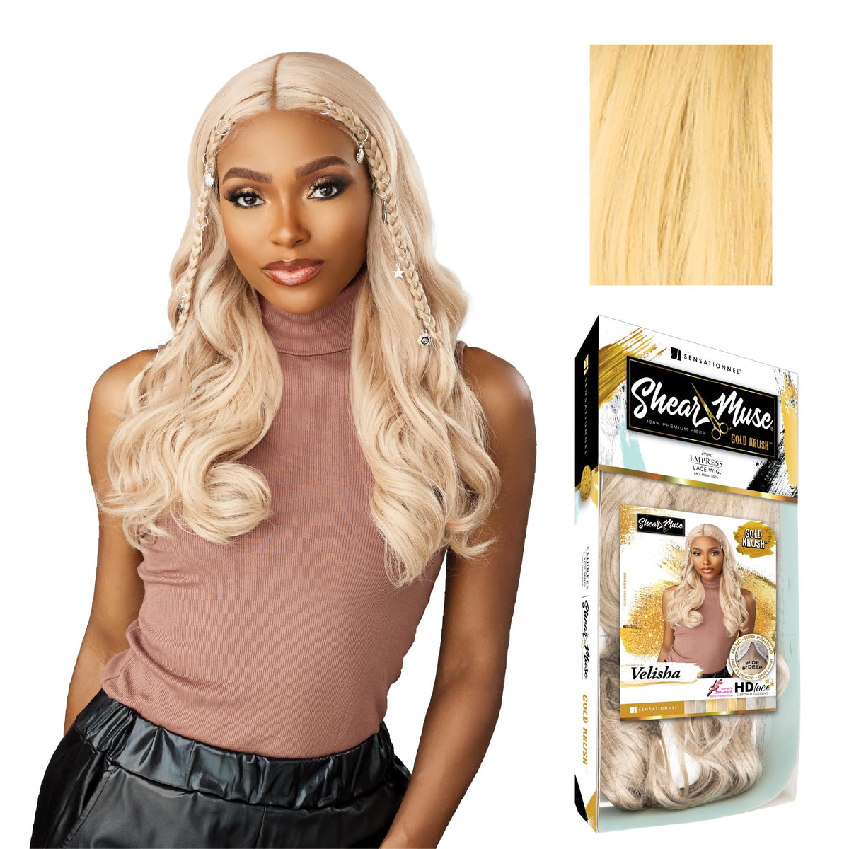 Sensationnel Shear Muse Gold Krush Lacewig-Velisha, CREAMYBLONDE