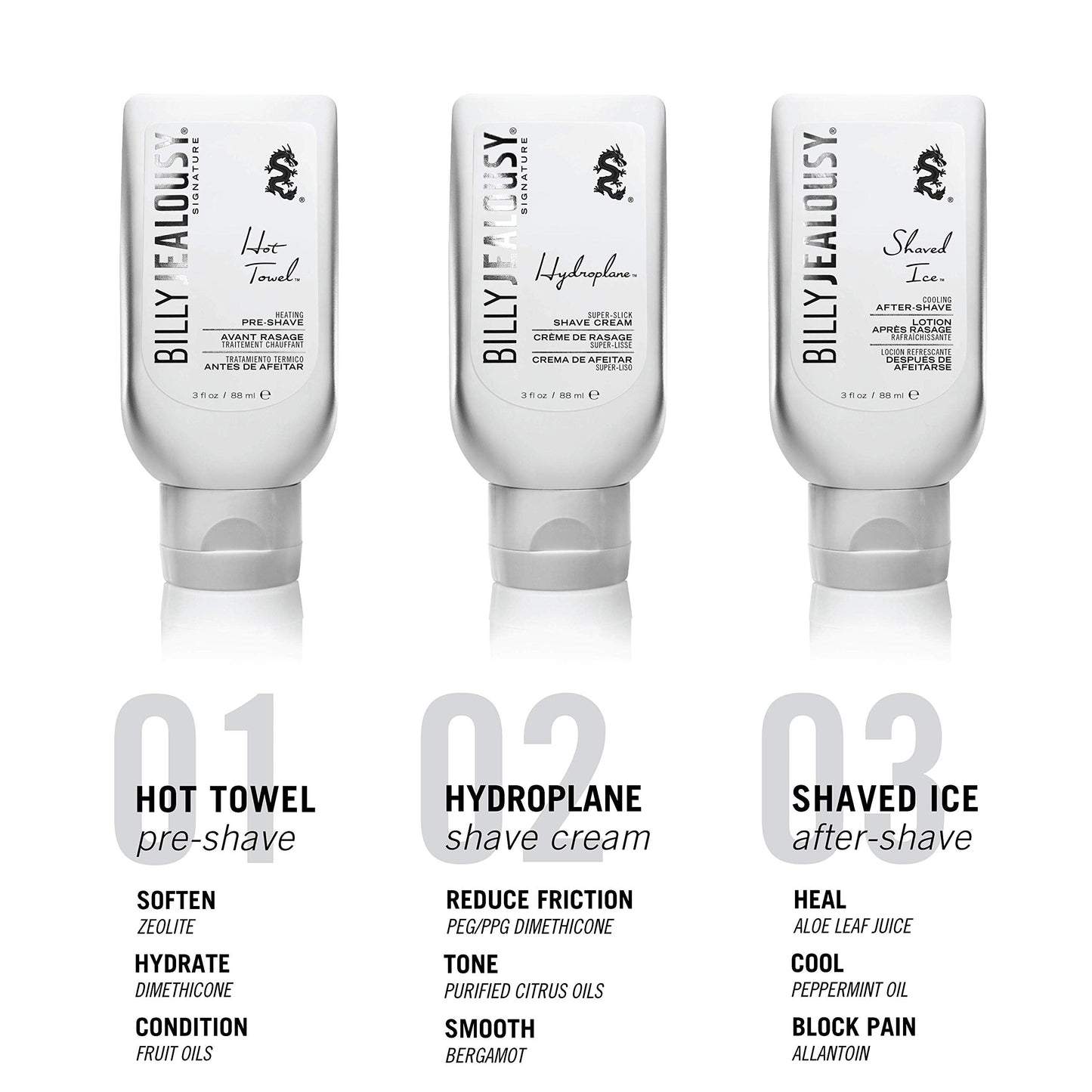 Billy Jealousy Shave3some Travel-Size Trio Shaving Kit for Men with Heating Pre-Shave, Super Slick Shave Cream and Cooling After-Shave, Citrus Scent Beauty and Personal Care Billy Jealousy
