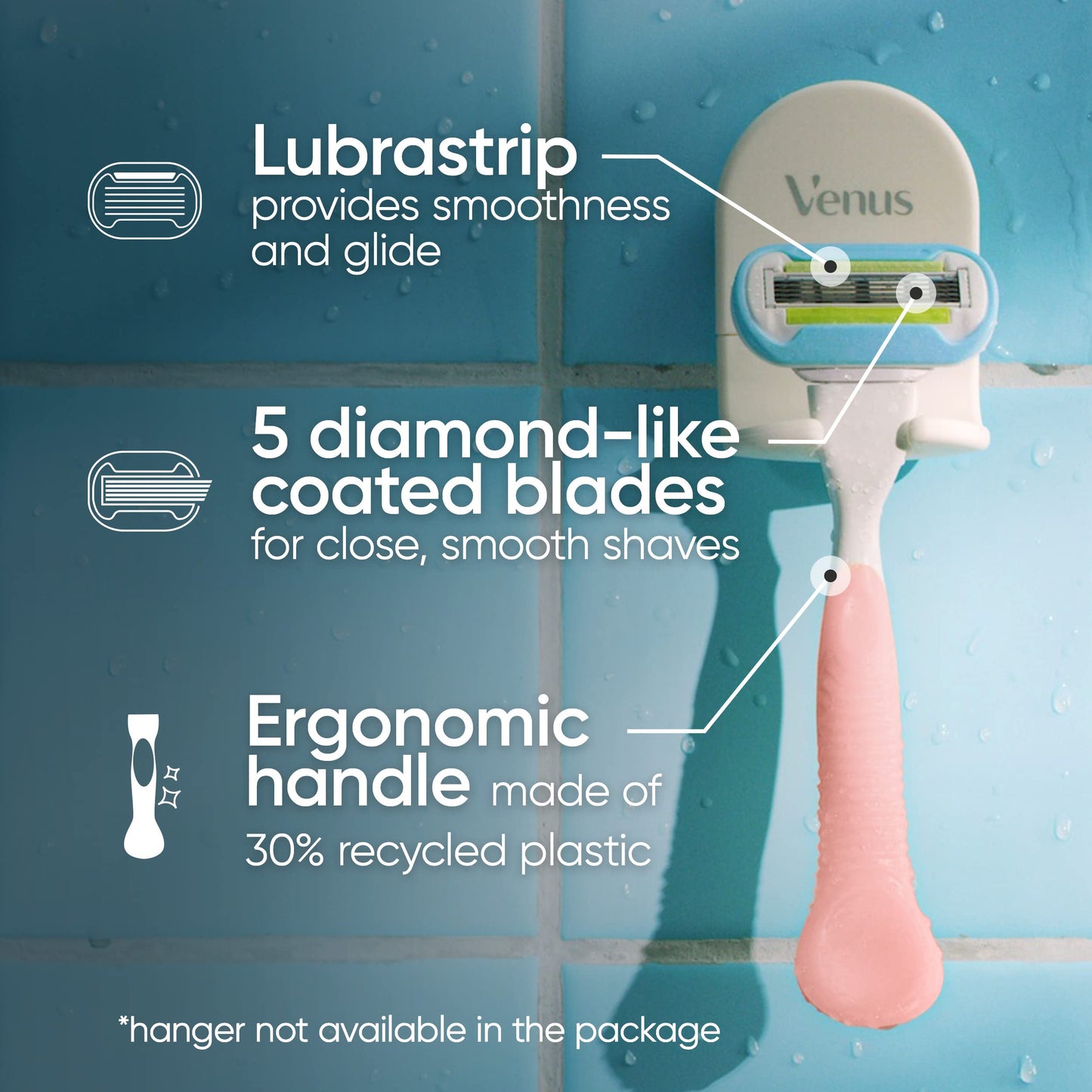 Gillette Venus Extra Smooth Pink Women's Razor Handle + 2 Blade Refills Beauty and Personal Care Gillette Venus