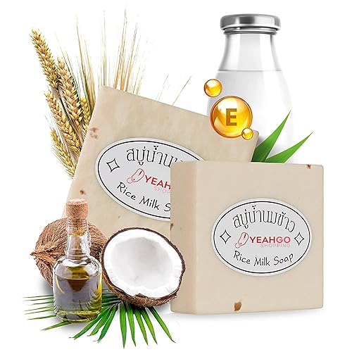 Yeahgoshopping 3 Pcs Original Rice Milk Soap Bar Thailand Jasmine Natural 60-65 Grams Handmade Gluta Collagen Douro Jabon Made in Thailand (3 Soap Beauty & Personal Care Yeahgoshopping
