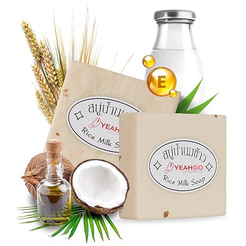 Yeahgoshopping 2 Pcs Original Rice Milk Soap Bar Thailand Jasmine 60-65 Grams Handmade Gluta Collagen Douro Jabon Douro Real Fuentes Pourres Grade Beauty & Personal Care Yeahgoshopping