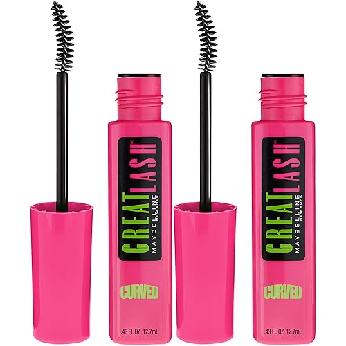 Maybelline New York Great Lash Curved Brush Washable Mascara Makeup, Very Black, 2 Count Beauty & Personal Care MAYBELLINE