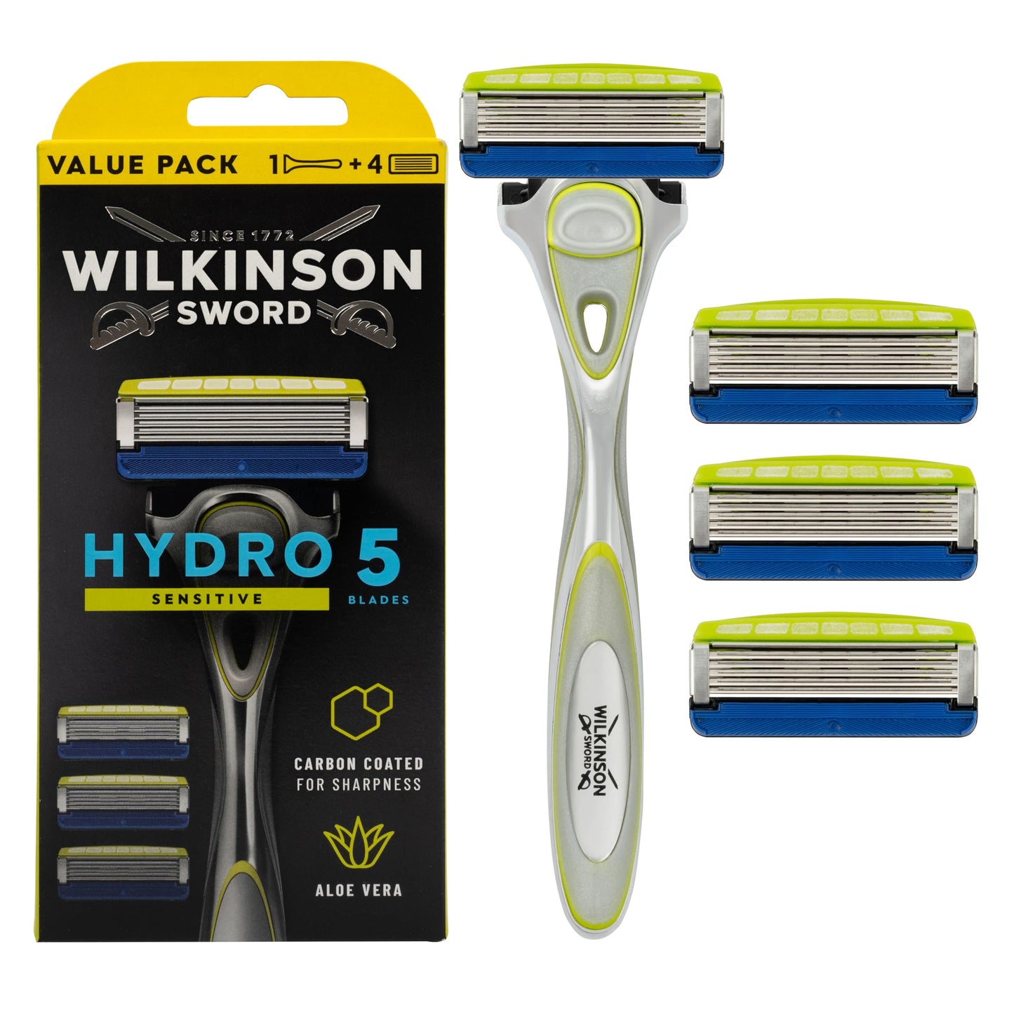 WILKINSON SWORD - Hydro 5 Skin Protection for Men - Sensitive - Razor Handle + 4 Blade Refills Beauty and Personal Care Wilkinson Sword