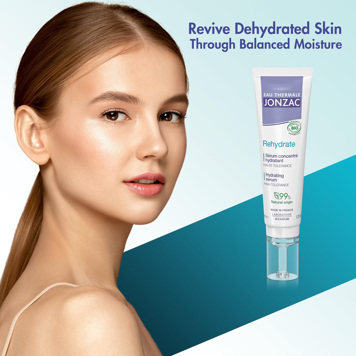 Eau Thermale Jonzac Rehydrate Organic Pure Hyaluronic Acid Hydrating Serum for Face - 24H Hydration - Plump and Repair Dehydrated Skin - Safe Beauty & Personal Care JONZAC