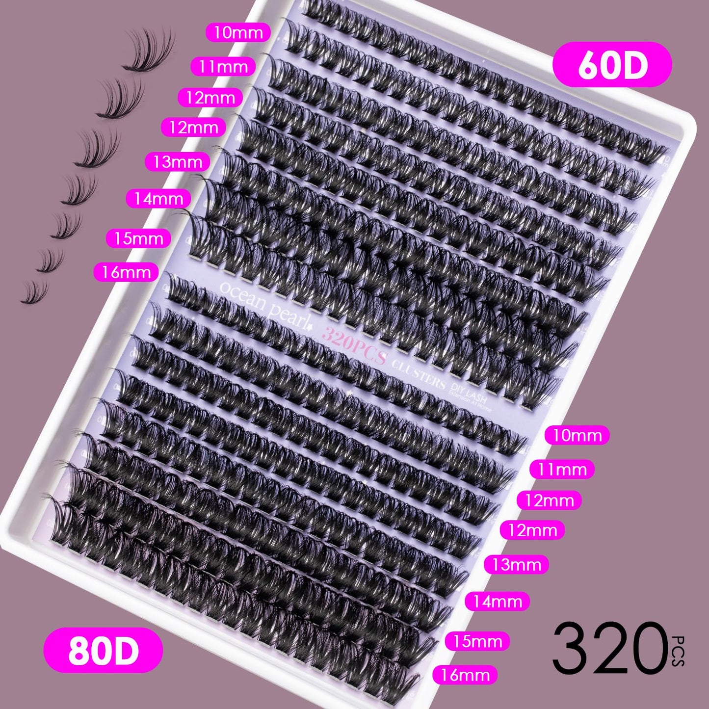 Ocean Pearl Lash Clusters 320pcs 3D Thick Lash Clusters kit 60D+80D Lashes,Eyelashes,Lash Extension Kit,Eyelash Clusters with lash Beauty and Personal Care Ocean Pearl