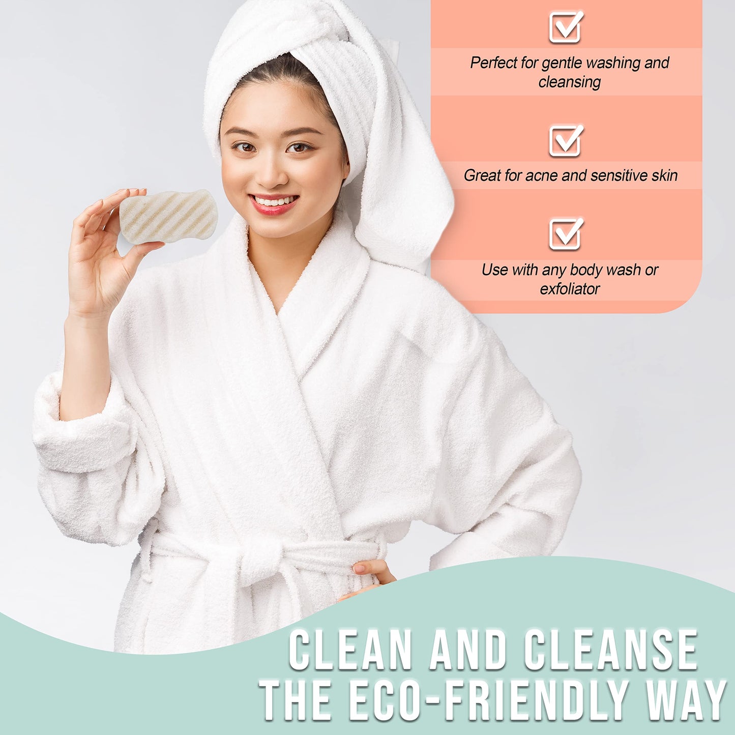 Pure SOL. Konjac Exfoliating Bath Sponge - Original Exfoliator Sponge - Konjac Sponge for Sensitive Skin - Deep Cleansing, Clean Pores, Remove Beauty and Personal Care pureSOL