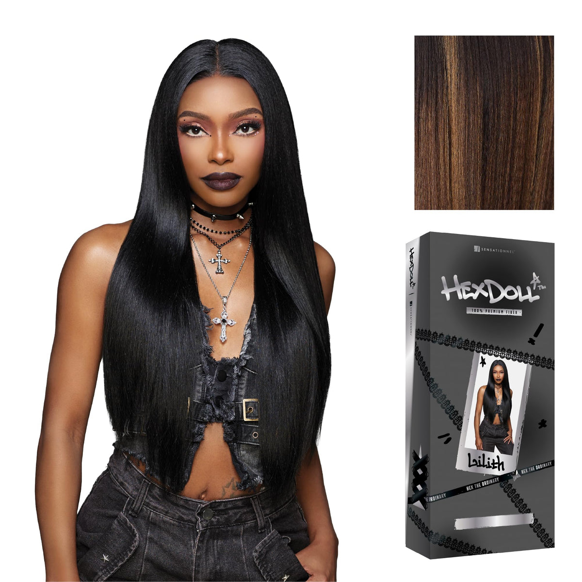 Sensationnel Hexdoll 13x4 LaceWig-Lilith, BALAYAGEHAZELNUT