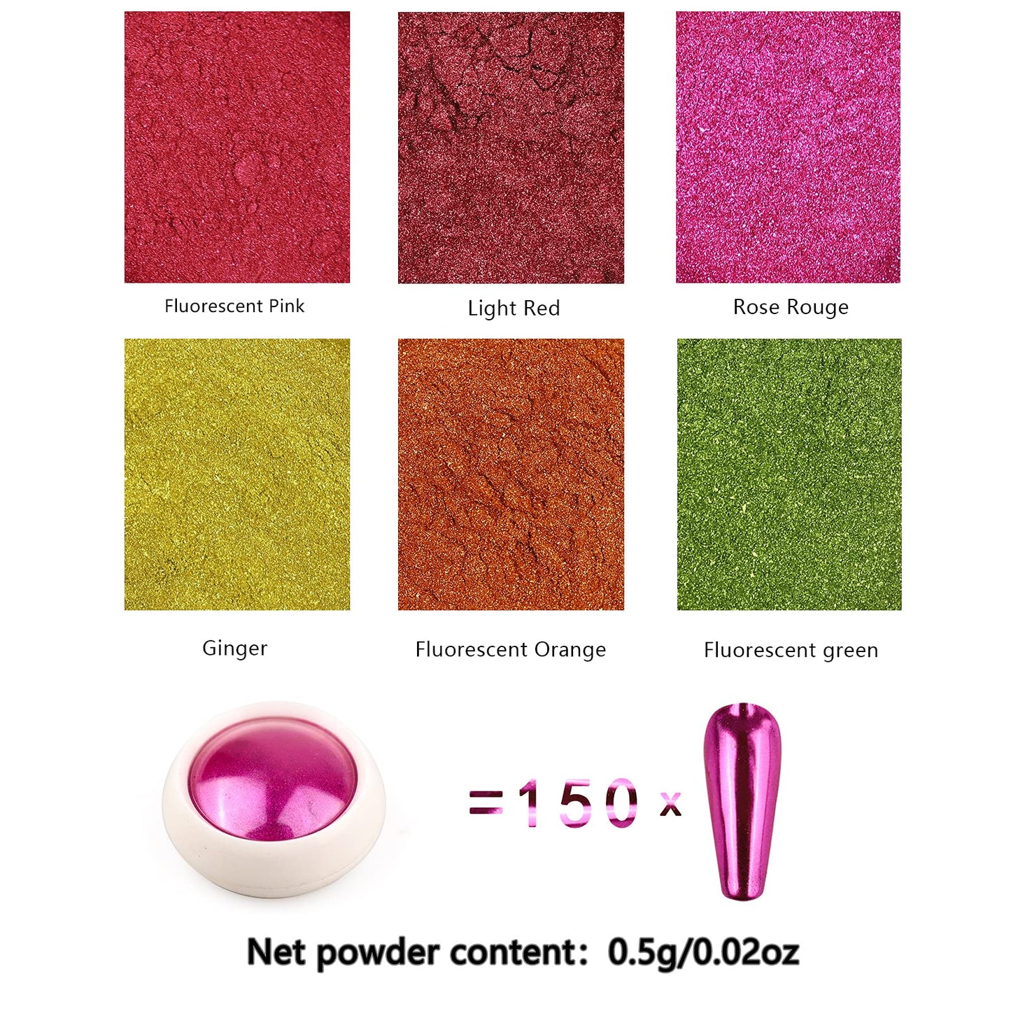 BISHENGYF 6 Box Chrome Nail Powder, Chrome Effect Nail Powder Set, Shiny Nail Glitter Powder with Magic Mirror Effect for Nail Art Design Beauty & Personal Care BISHENGYF