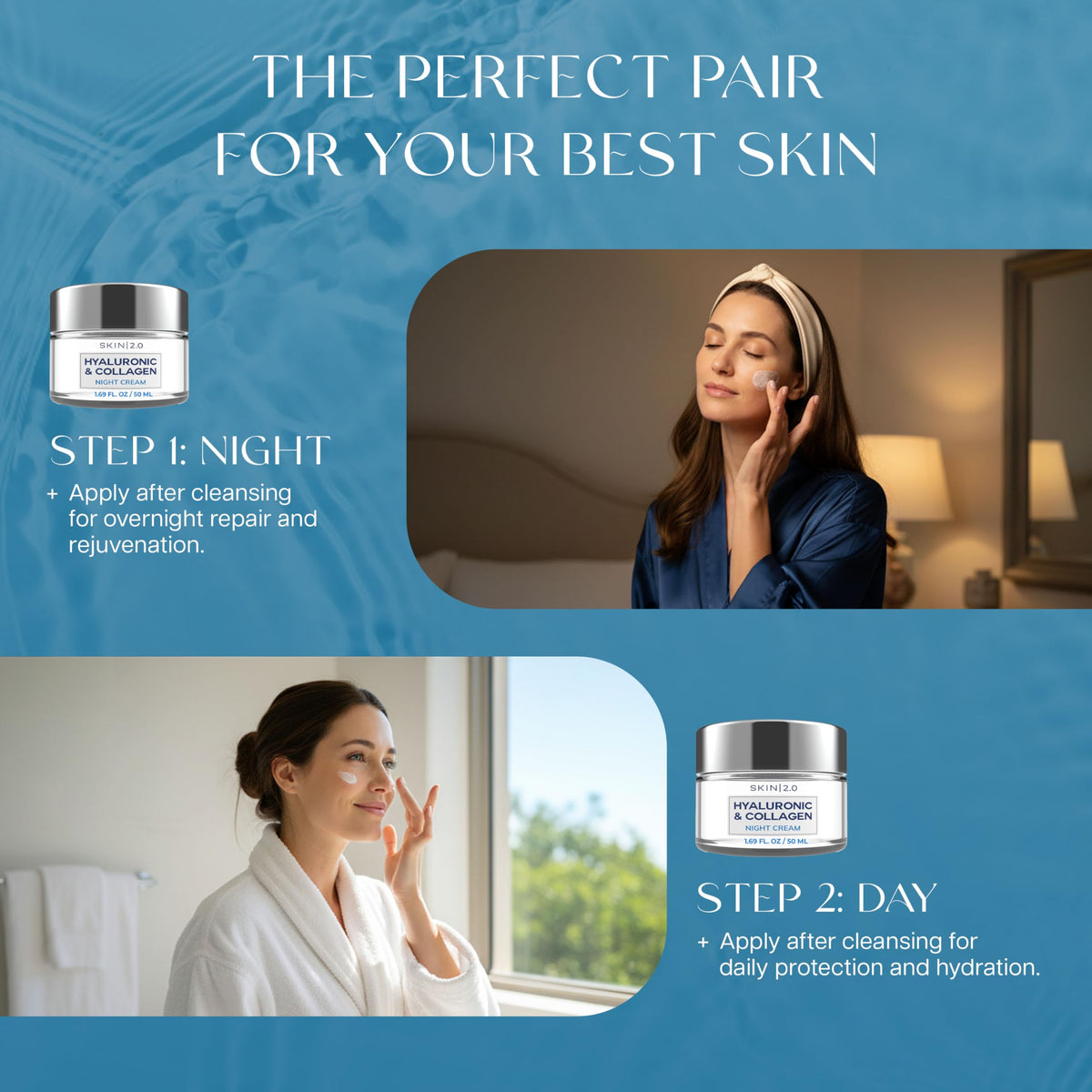 Skin 2.0 Hyaluronic Acid & Collagen Face Moisturizer - Deep Hydration & Firming Cream for Smooth, Youthful Look - Dermatologist Tested, Korean Skin Beauty & Personal Care Skin 2.0