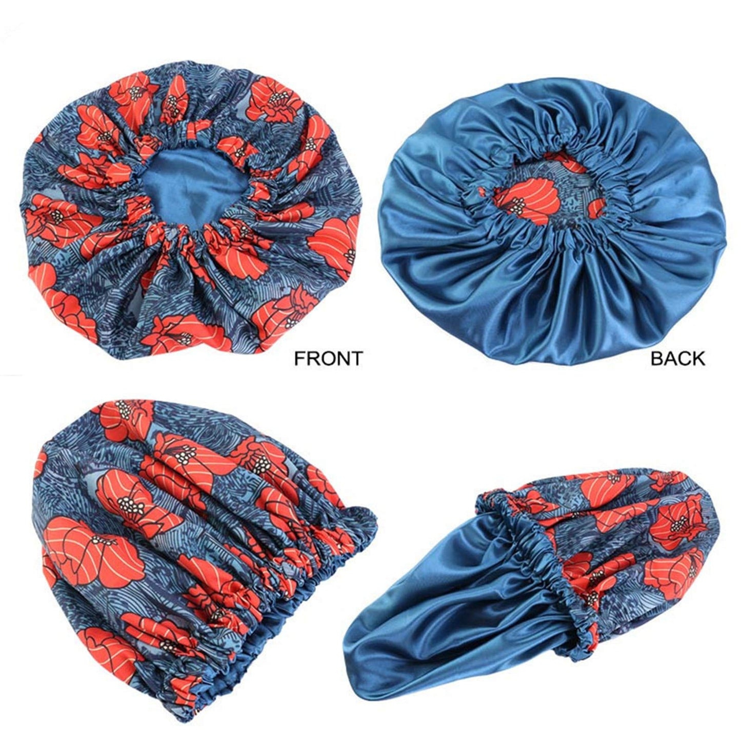 Qianmome Women Double-Layer Extra Large Print Satin Bonnet Sleep Cap African Pattern Fabric Ankara Bonnets Beauty and Personal Care Qianmome