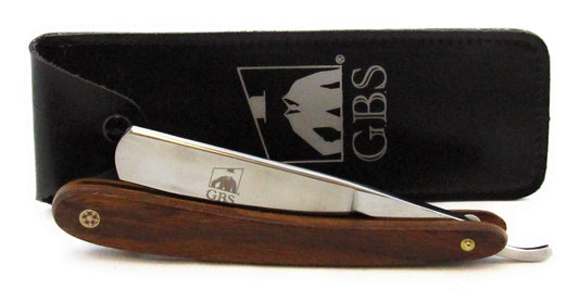 G.B.S Natural Wood Finish Scales 5/8in Straight Razor, Shaving Razor with Dark Wooden Handle and Stainless Steel Perfect for Beard Shaping Beauty and Personal Care G.B.S