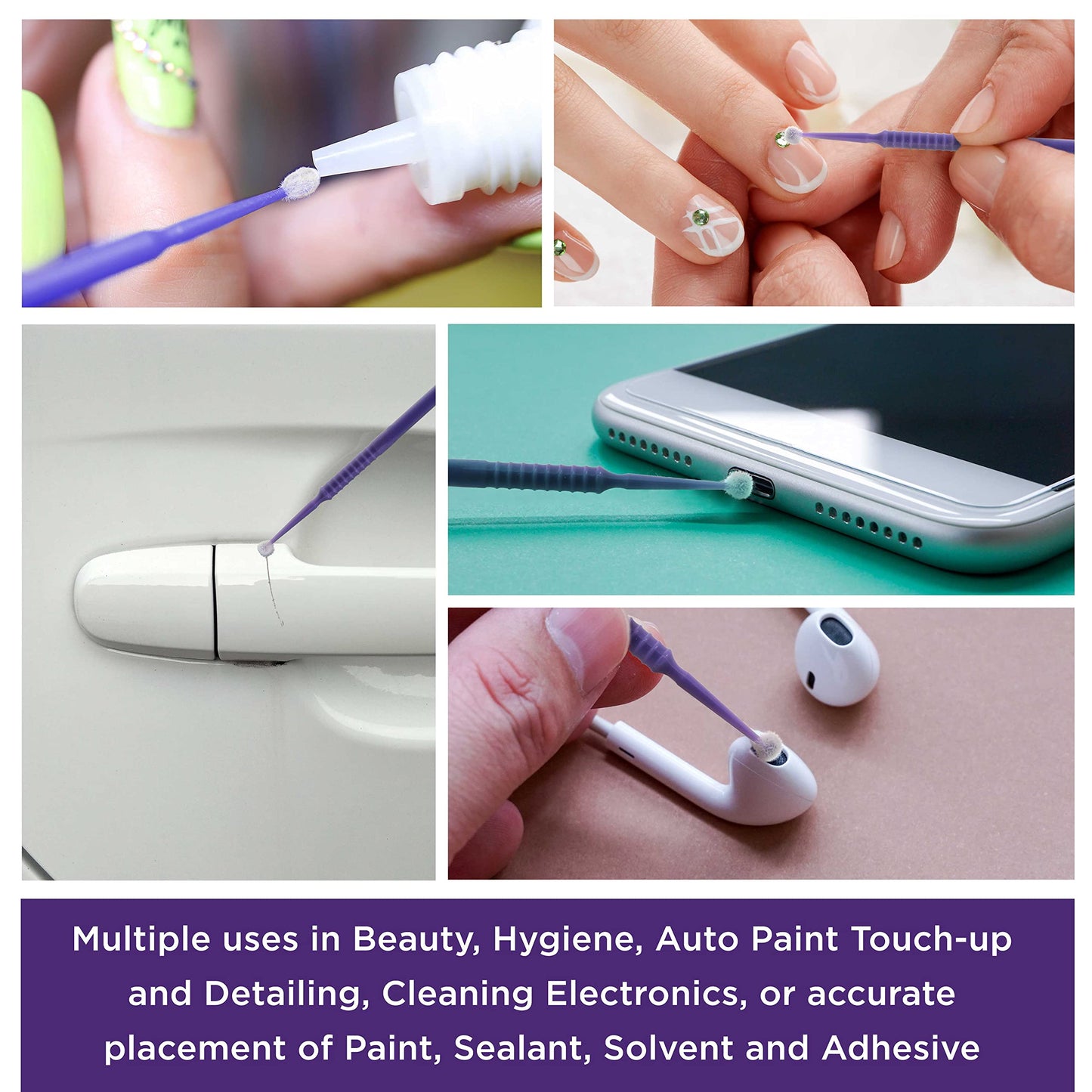 TCP Global Eyelash Extension Micro Brushes, 100 Medium 2.0 mm Tip Size Purple Disposable Brush Applicators - Apply Makeup, Paint Touch Up Beauty & Personal Care TCP Global
