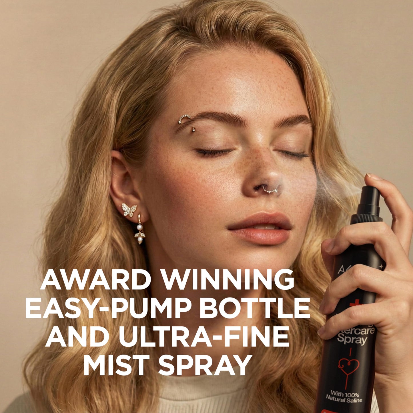 Piercing Aftercare Spray | Ear Piercing Cleaner 8oz | Saline Spray for Piercings; Saline Solution for Piercings; Aftercare of Pierced Ear, Septum Beauty and Personal Care Aquia