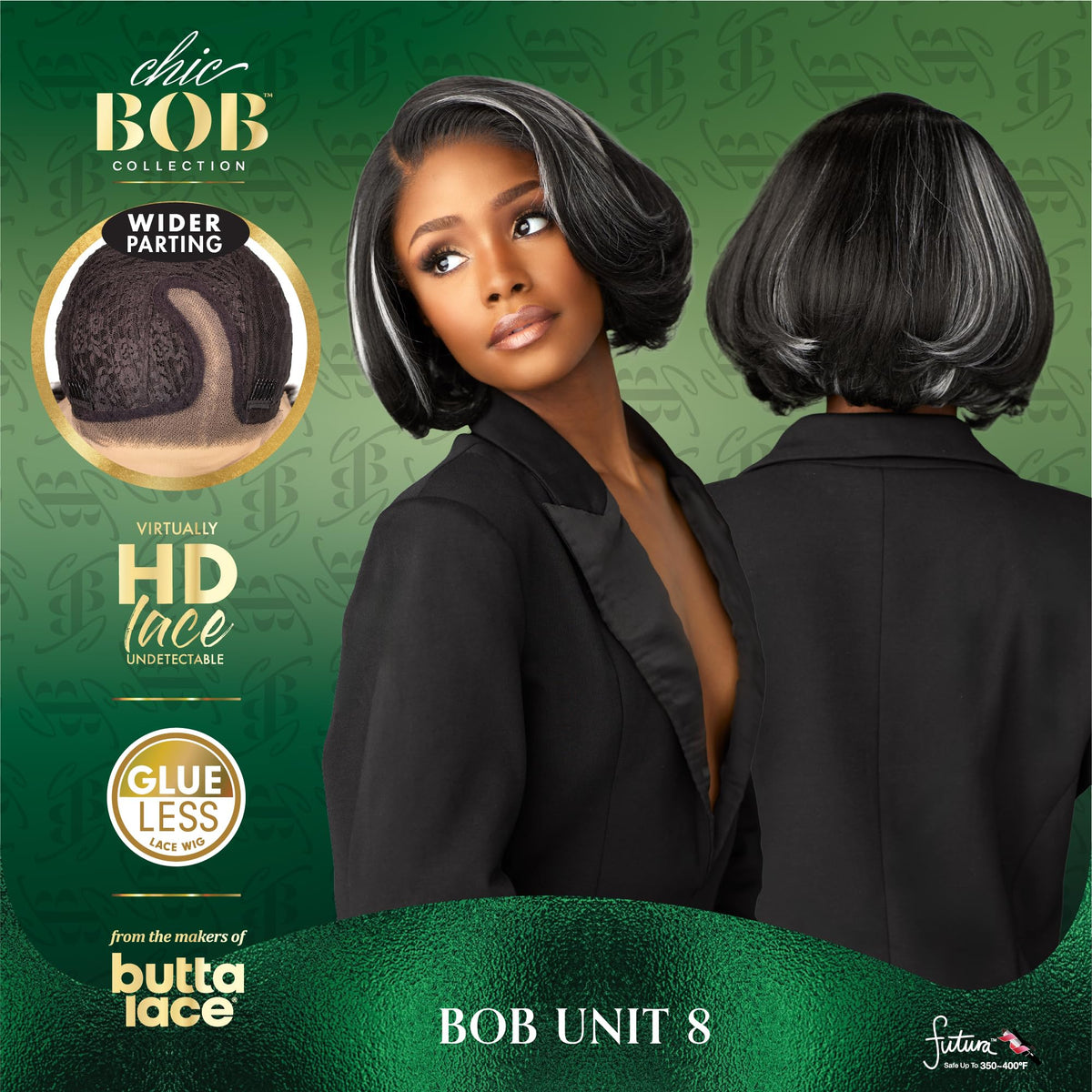 Sensationnel Chicbob Lace Frontwig-Bob Unit 8, 1B OFFBLACK