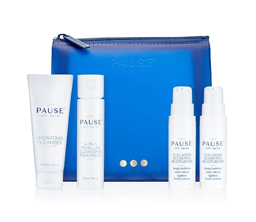 Pause Well-Aging Discovery Kit 0.7oz Hydrating Cleanser, 1oz 4-in-1 Micellar Cleansing Treatment, 2 x 0.17oz Collagen Boosting Mois Unisex 4 Pc Beauty & Personal Care Pause