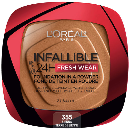 L'Oreal Paris Makeup Infallible Fresh Wear Foundation in a Powder, Up to 24H Wear, Waterproof, Sienna, 0.31 oz. Beauty & Personal Care L'Oreal Paris