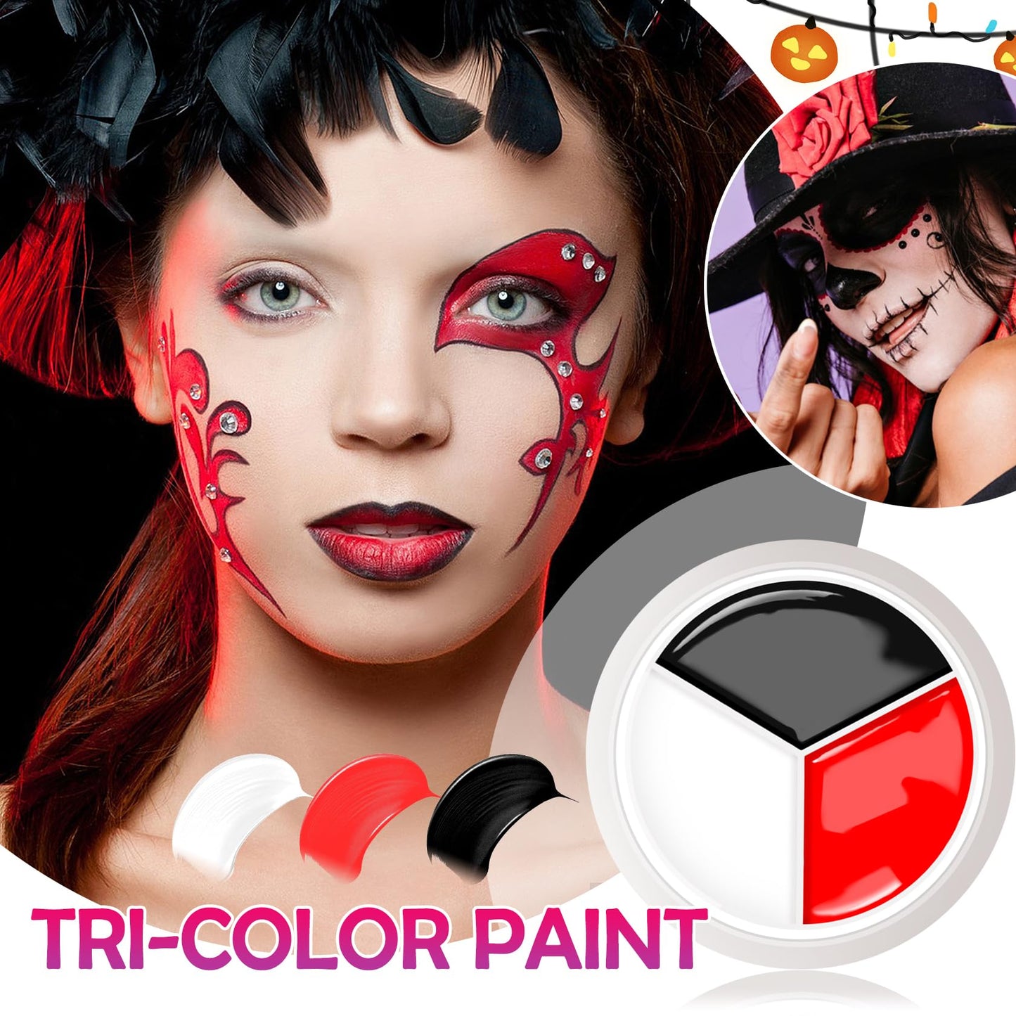 Black White Red Halloween Face Body Paint Kit,Clown Wheel Face Contour SFX Makeup Palette,Professional Waterproof Clown Face Painting Makeup Kit Beauty & Personal Care DWDiWen