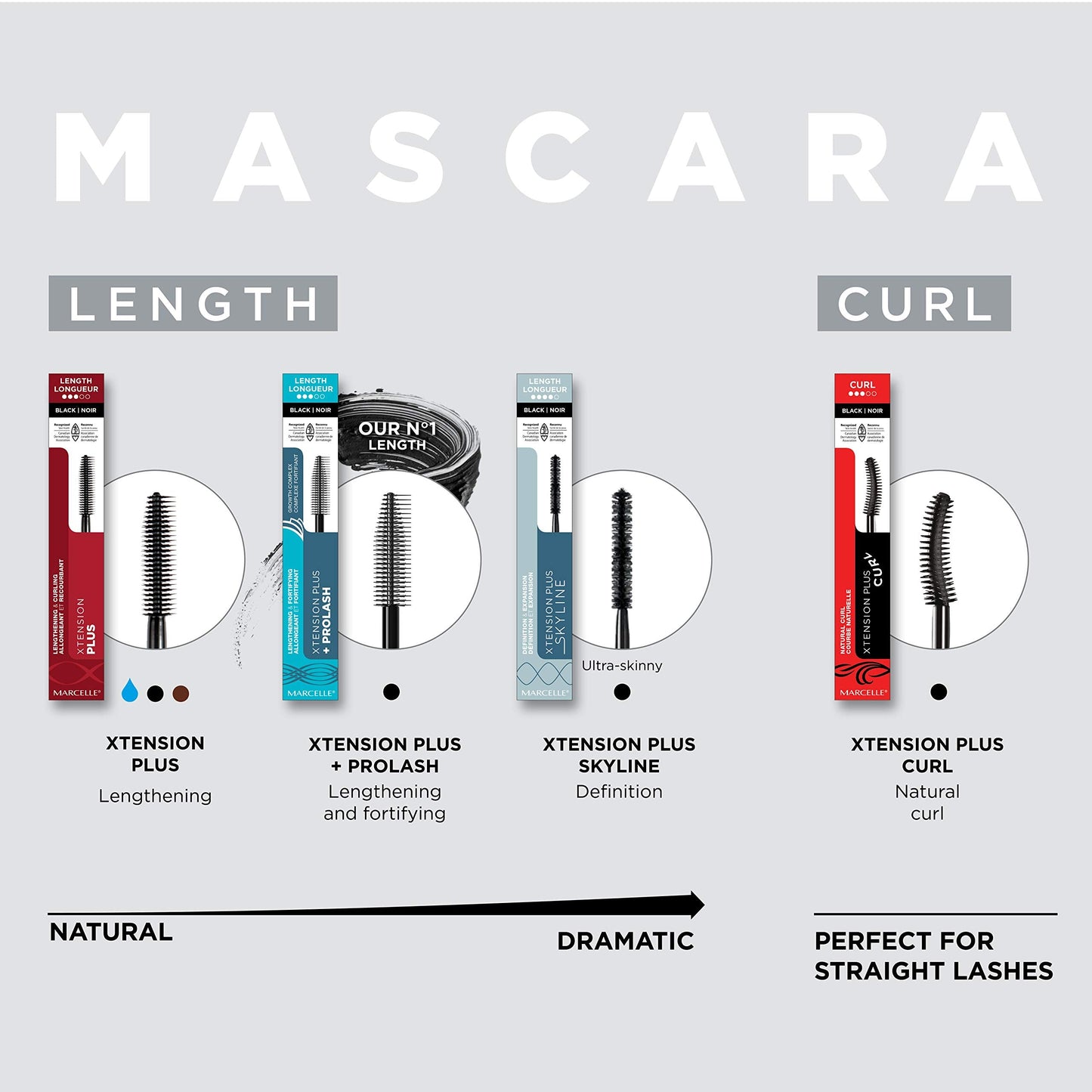 Marcelle Xtension Plus Curl Mascara, Black, Curling, Lengthening, Eye-Wided Look, Fragrance-Free, Hypoallergenic, Cruelty-Free, Ophtalmologist Tested Beauty & Personal Care MARCELLE