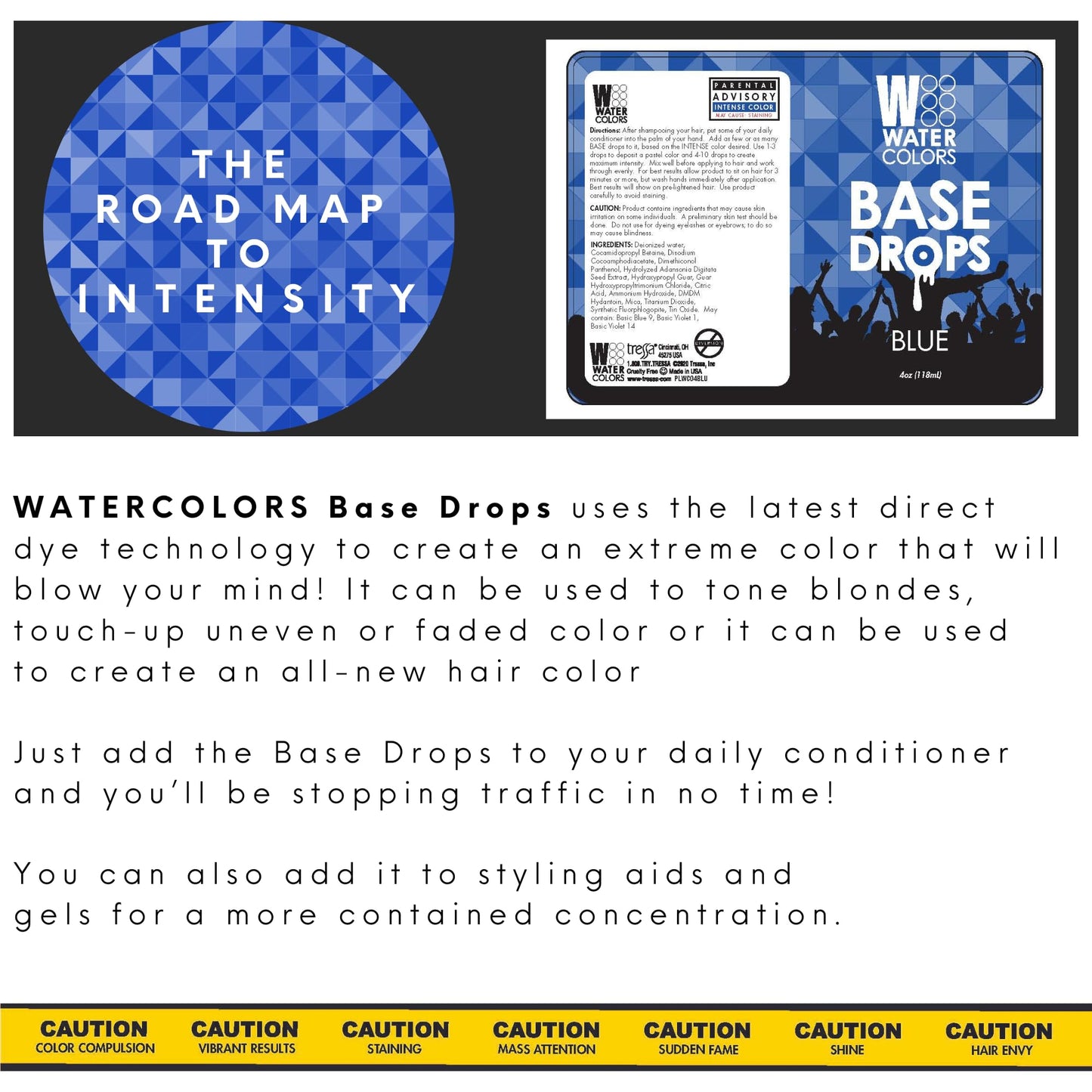 Watercolors Base Drops, Temporary Hair Dye Color Booster, Cruelty-Free, 4 oz - BLUE Beauty & Personal Care Watercolors